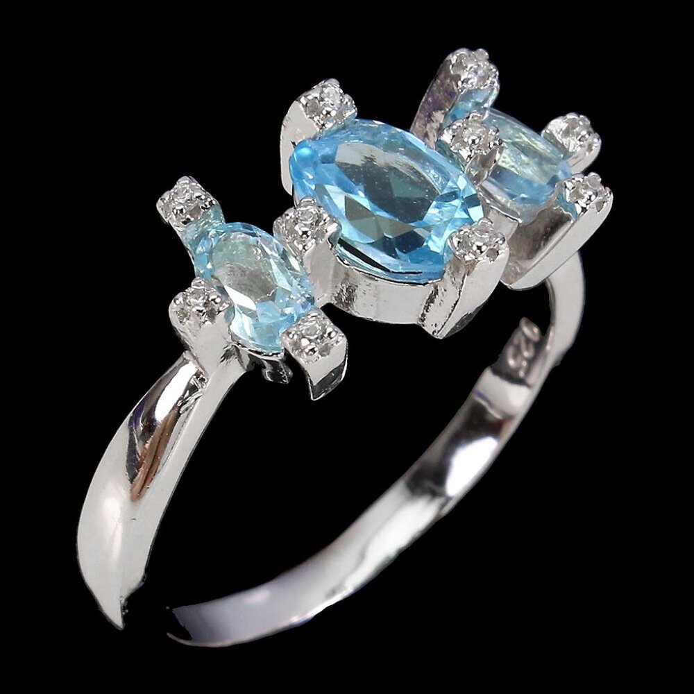Blue Topaz Gemstone .925 Sterling Silver Ring